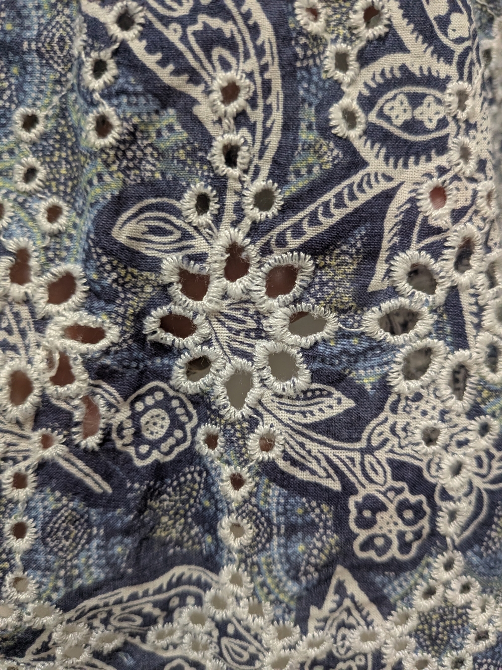 Free People Navy Blue Floral Lace-Trim Boho Kimono - Picture 4 of 4